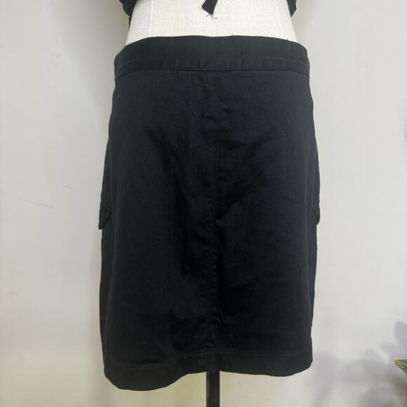 Vintage 90s Y2K Black Cotton Cargo Mini Skirt Ruched Snap Up Grunge Indie Goth 3 - Picture 5 of 7
